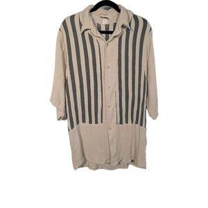 Y2K Vintage Smash, Inc. Striped Shirt Retro Cabana Texture Resort Camp Button Up